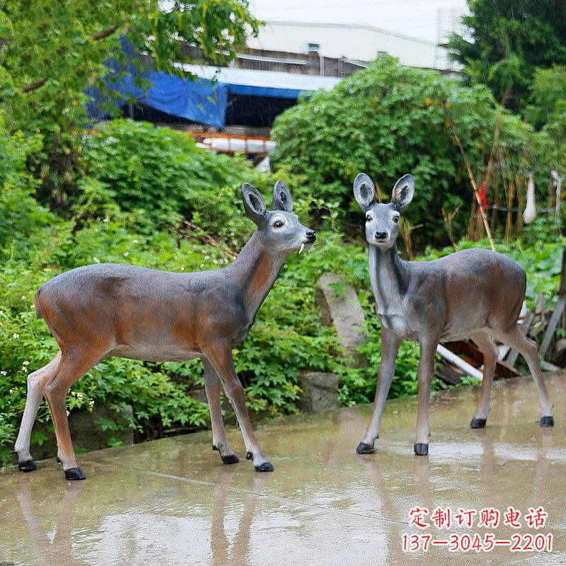 河南玻璃钢仿真鹿雕塑-农家院动物摆件