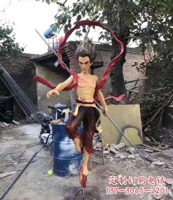 河南玻璃钢仿真哪吒雕塑