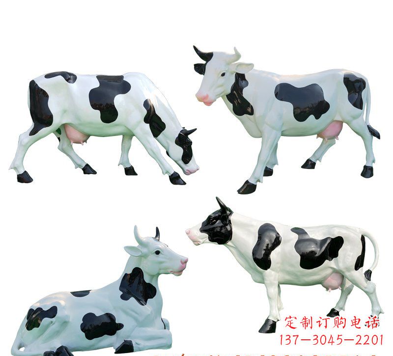 河南玻璃钢仿真奶牛雕塑精美的艺术品