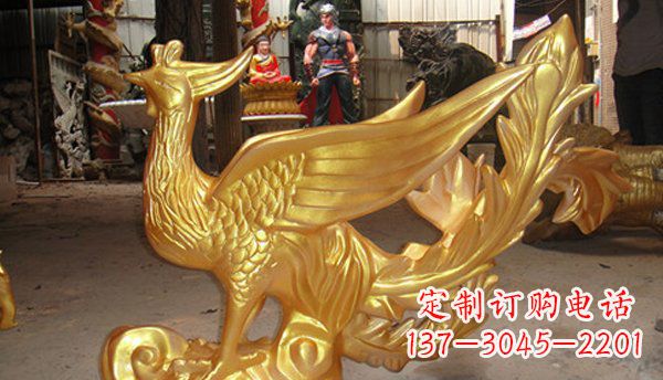 河南玻璃钢凤凰仿铜动物雕塑传承传统文化