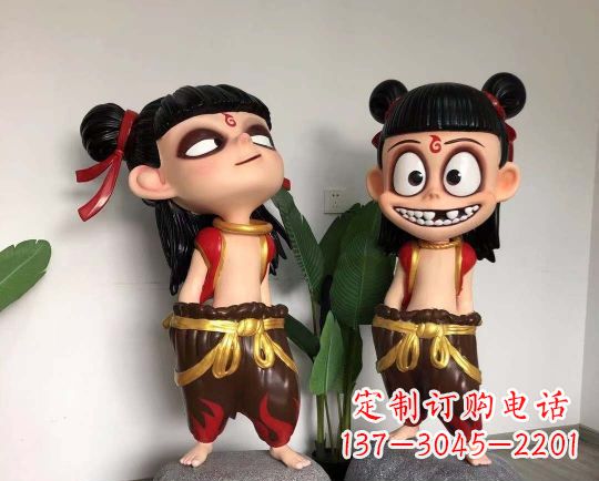 河南玻璃钢卡通哪吒雕塑