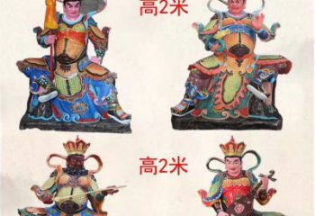 河南玻璃钢彩绘四大天王雕塑宏伟壮观的艺术珍品