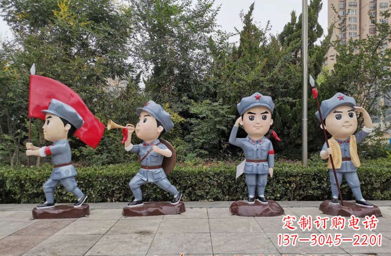 河南玻璃钢卡通小红军雕塑