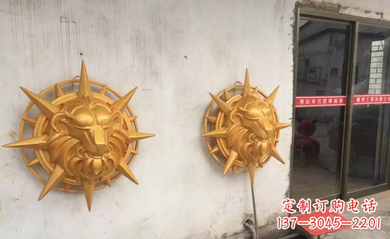 河南玻璃钢狮子头雕塑——精美景观装置
