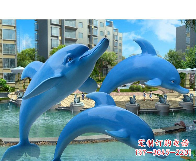 河南玻璃钢跳跃的海豚雕塑