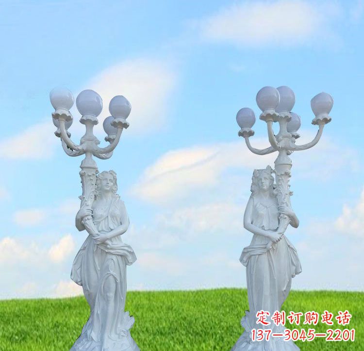 河南美女雕塑玻璃钢西方美女路灯的艺术精髓