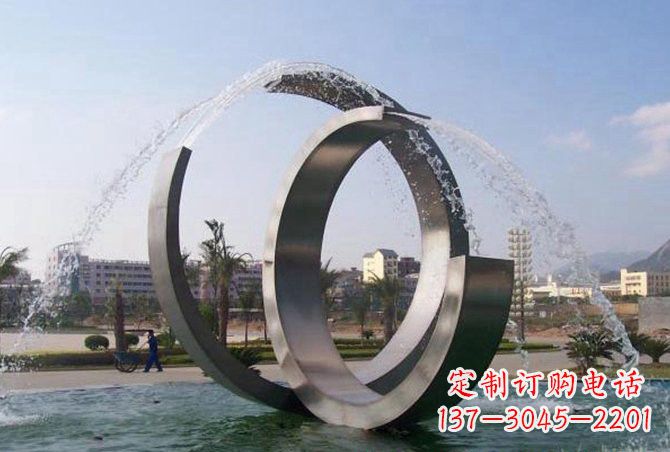 河南不锈钢C形喷泉雕塑