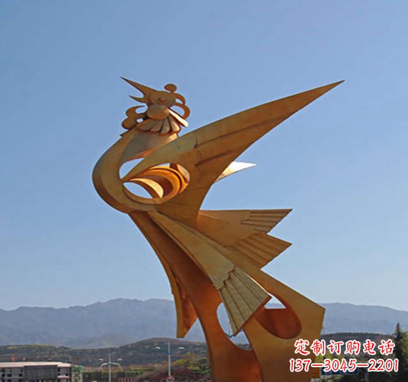 河南不锈钢凤凰雕塑传承瑞雪兆丰年