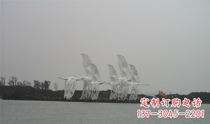 河南不锈钢白鹭动物雕塑美丽的艺术作品