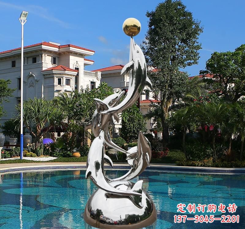 河南不锈钢别墅海豚雕塑