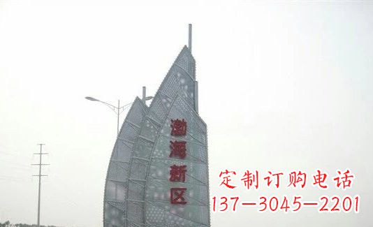 河南渤海新区精美不锈钢船帆雕塑