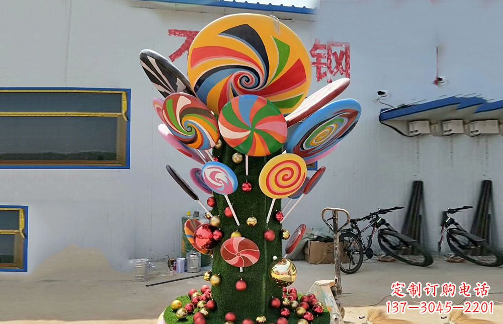 河南不锈钢彩色棒棒糖景观雕塑