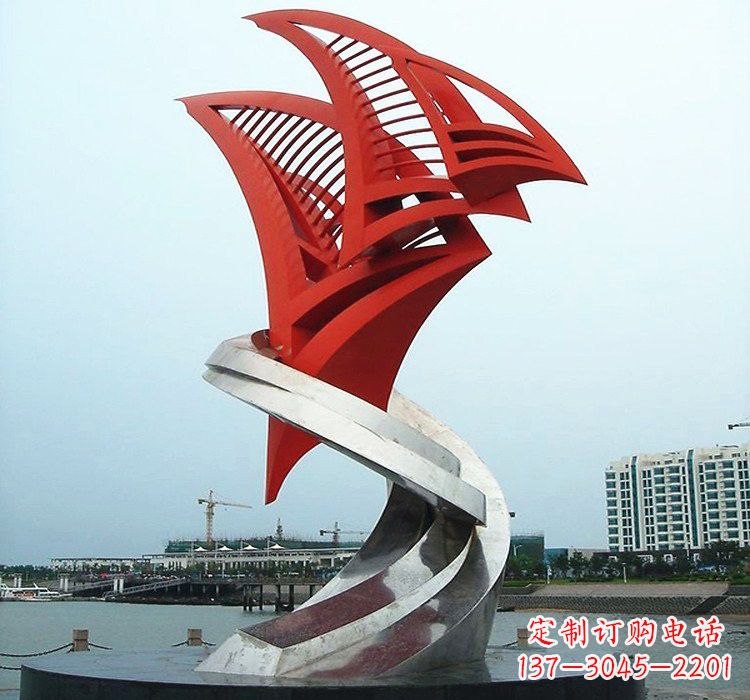 河南不锈钢彩色帆船雕塑