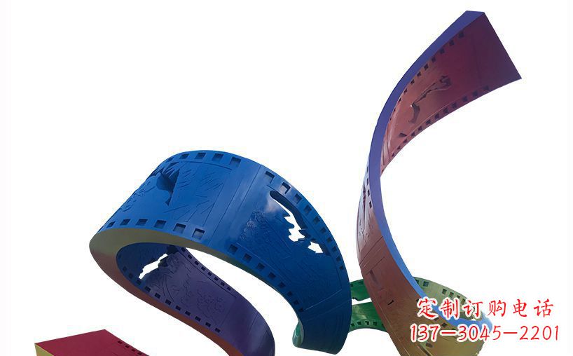 河南不锈钢彩色胶卷公园雕塑精美的艺术珍品