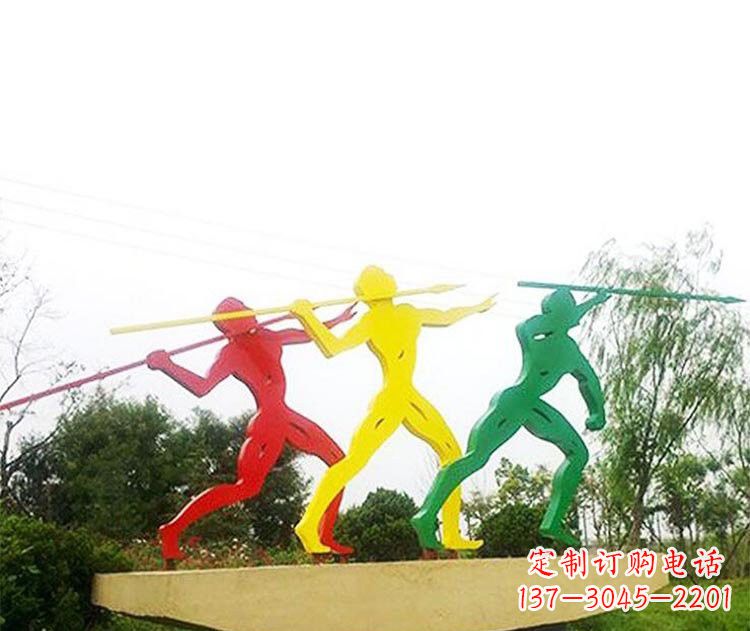 河南不锈钢彩色扔标枪人物雕塑
