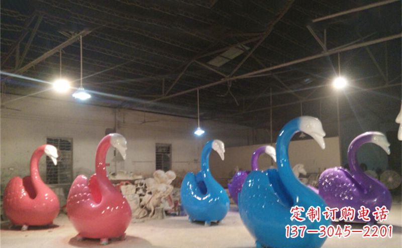 河南不锈钢彩色天鹅——精美的动物雕塑