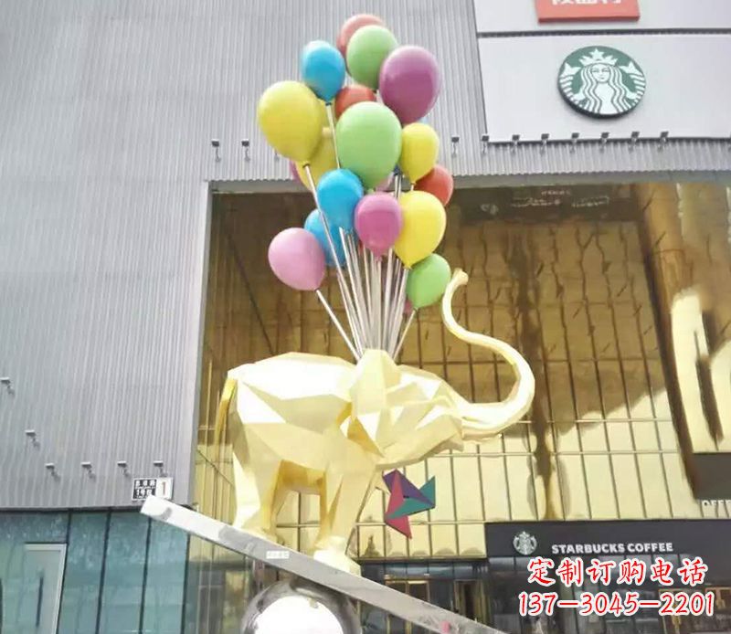 河南不锈钢踩球的小象雕塑