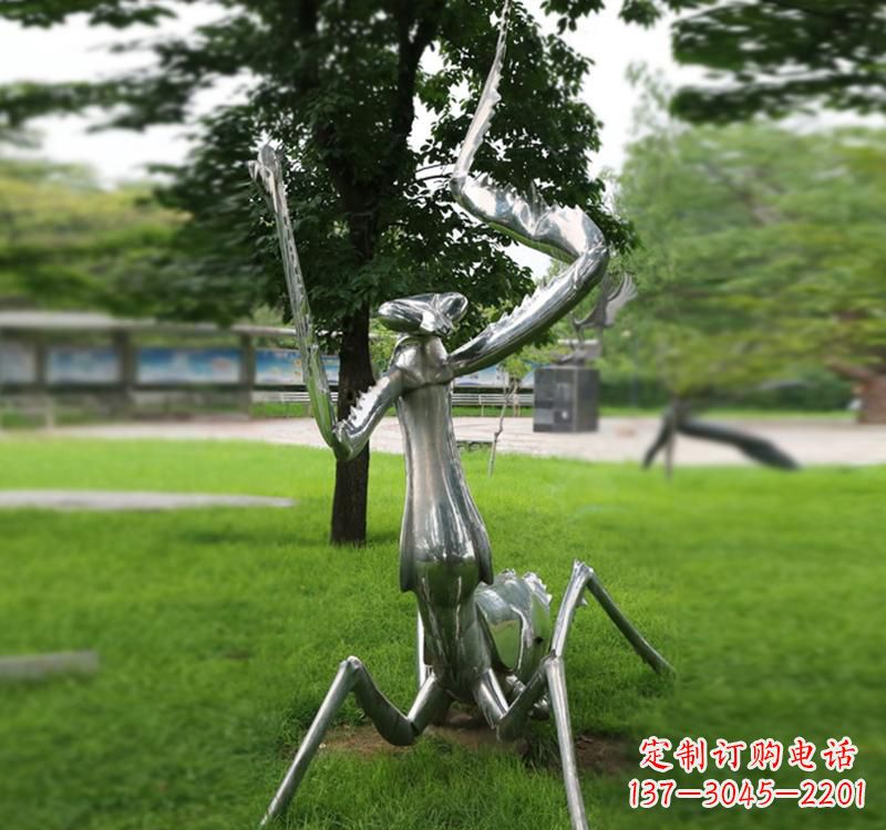 河南不锈钢草坪螳螂雕塑