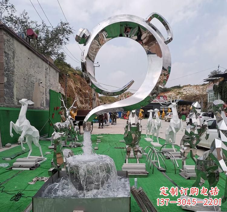 河南不锈钢茶壶雕塑精致美观的艺术品