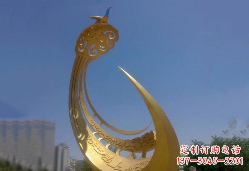 河南凤凰展翅高飞——不锈钢城市大型抽象创意雕塑