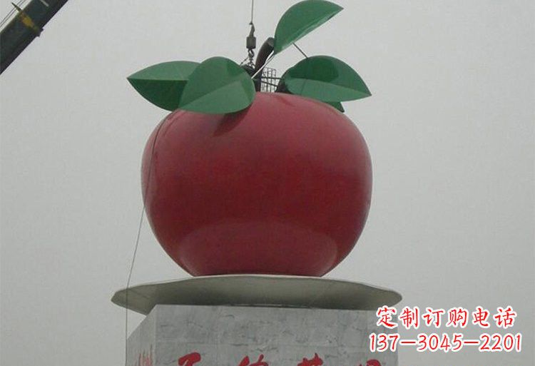 河南不锈钢城市大型苹果雕塑象征着城市繁荣
