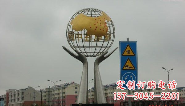 河南不锈钢城市景观手捧地球雕塑