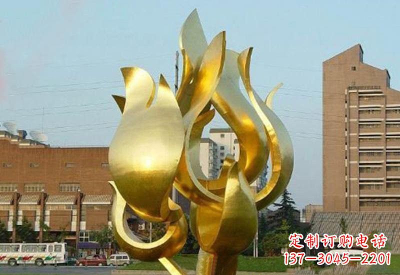 河南不锈钢城市喷漆抽象荷花雕塑