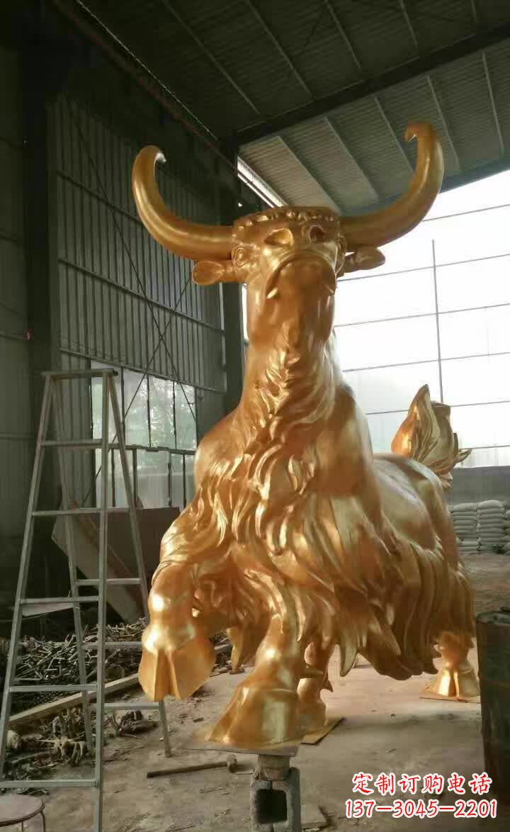 河南不锈钢城市钛金牦牛雕塑
