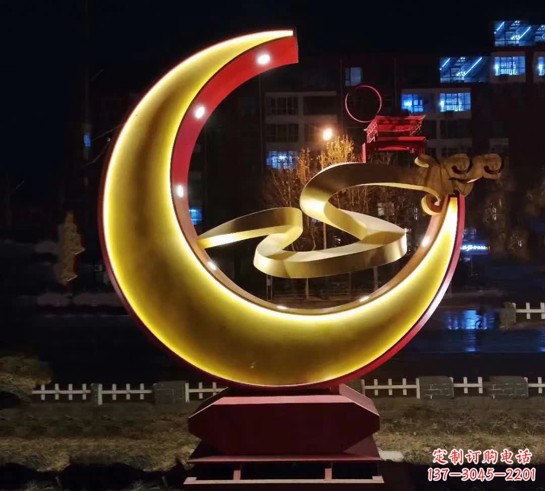 河南绚丽的不锈钢月亮雕塑