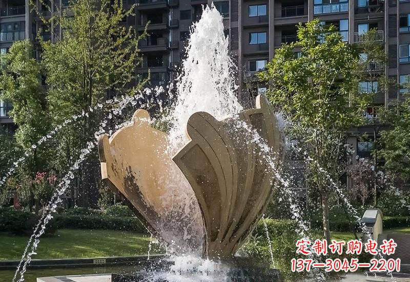 河南不锈钢抽象贝壳喷泉雕塑