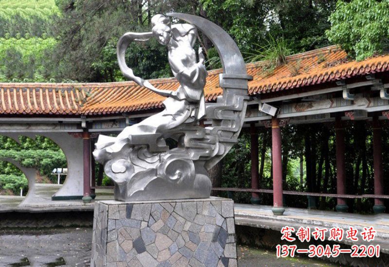 河南不锈钢制作的嫦娥奔月雕塑