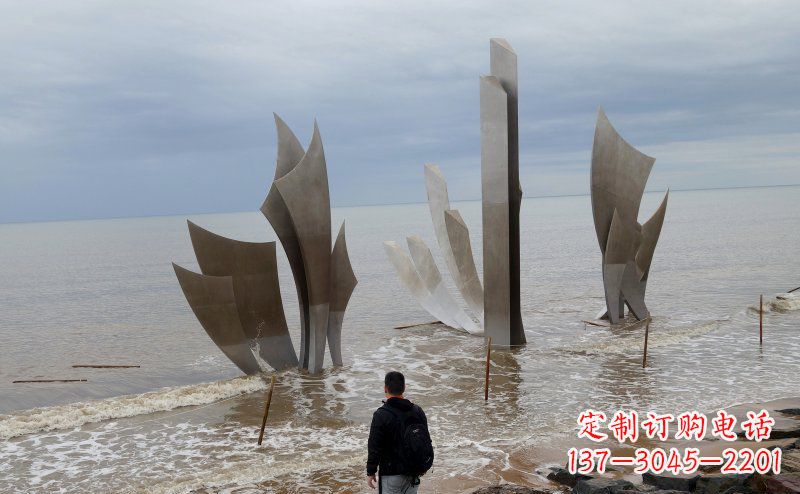 河南不锈钢抽象船帆海边景观雕塑
