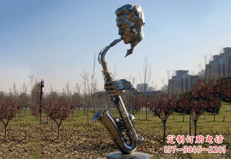 河南不锈钢抽象吹萨克斯人物雕塑