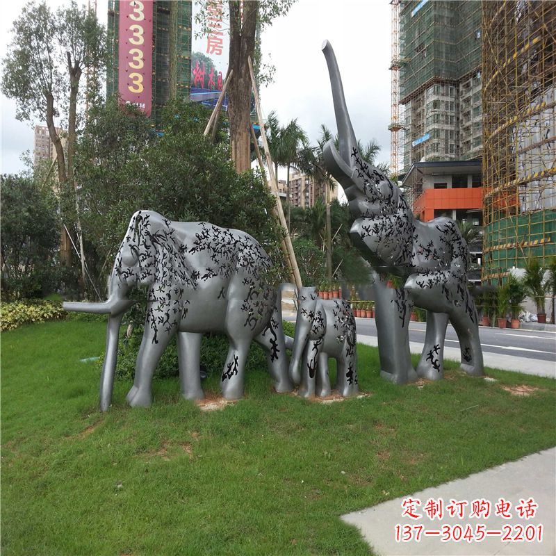 河南不锈钢大象雕塑小区园林的精美装饰