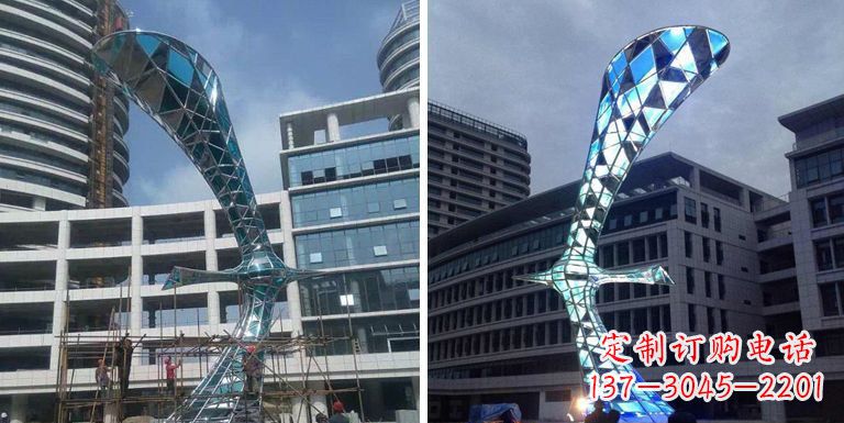 河南大雁景观雕塑——精美不锈钢艺术品