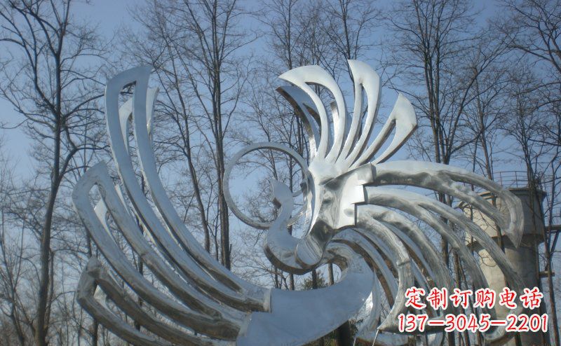 河南不锈钢抽象凤凰雕塑 (4)