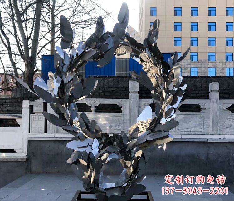 河南不锈钢蝴蝶花环景观雕塑