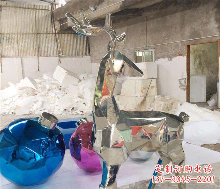 河南不锈钢抽象几何梅花鹿雕塑