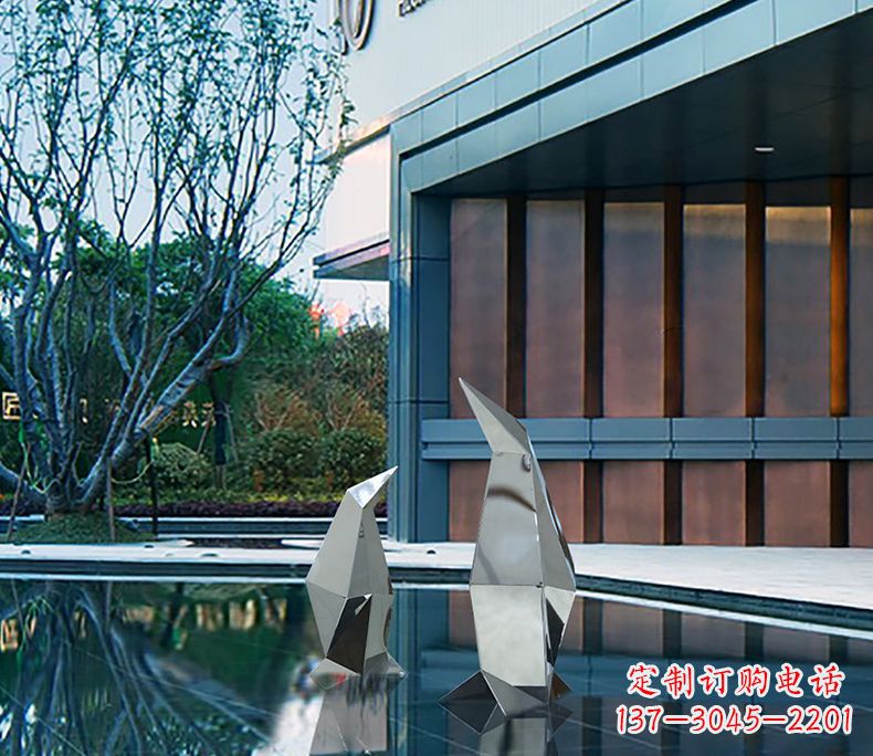 河南不锈钢企鹅雕塑一件来自大自然的艺术品