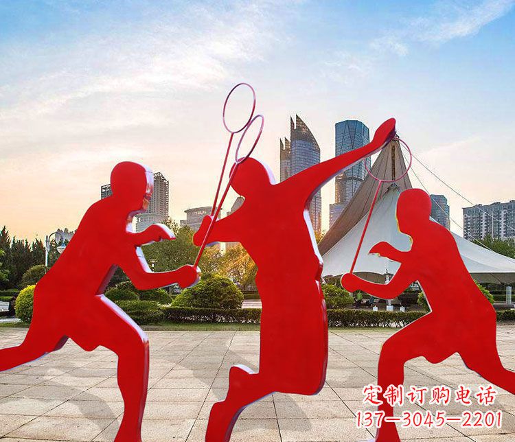 河南羽毛球雕塑以不锈钢为原料的精美艺术品