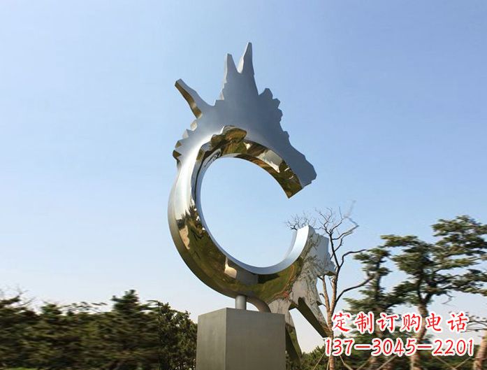 河南不锈钢抽象龙头雕塑