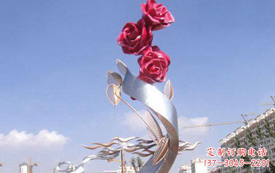 河南精美不锈钢玫瑰雕塑