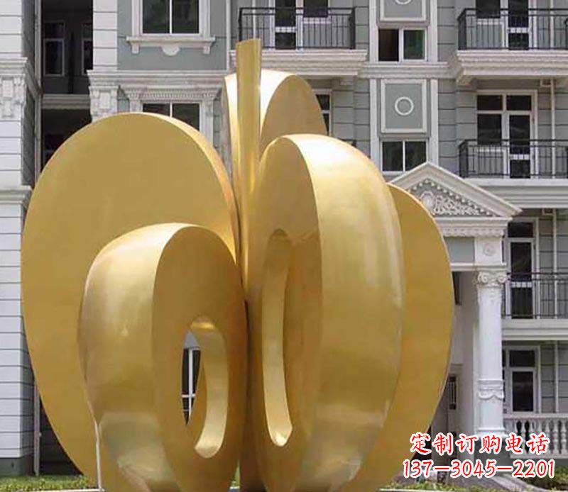 河南不锈钢苹果雕塑极具视觉震撼力