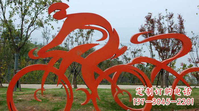 河南不锈钢自行车雕塑捕捉运动精神