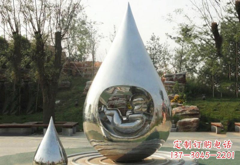 河南不锈钢水滴雕塑缔造生命之源