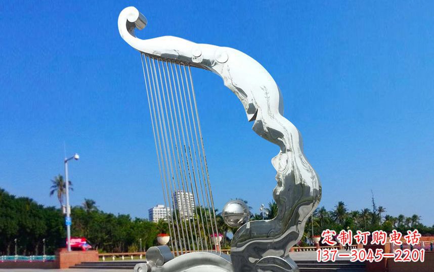 河南不锈钢抽象竖琴广场雕塑