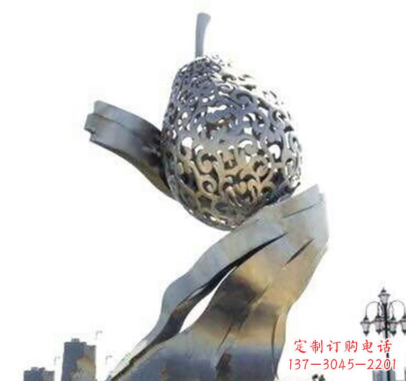 河南不锈钢抽象水果梨雕塑