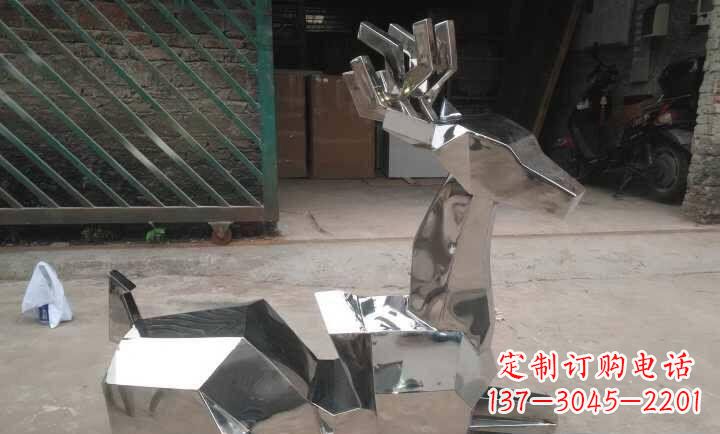 河南不锈钢抽象小鹿雕塑 (2)