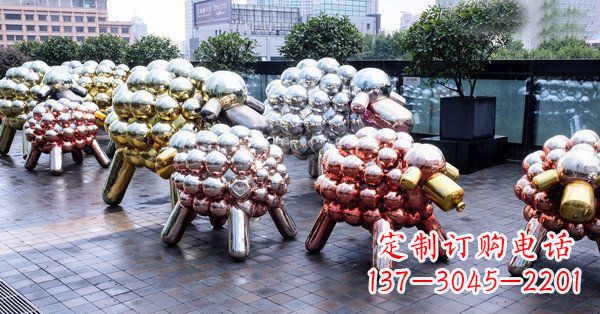 河南不锈钢动物雕塑——小羊肖恩动物广场