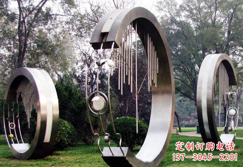 河南不锈钢抽象圆环聆听雕塑